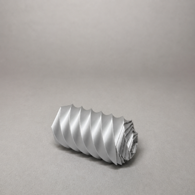 Produto cilíndrico cinza metalizado com textura em espiral
