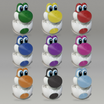 Figura de dinossauro colorido em plástico tipo Yoshi em várias cores