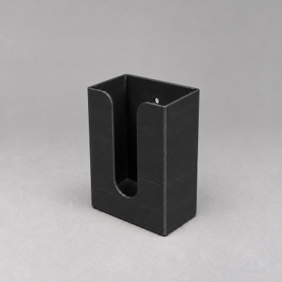 Suporte retangular preto para organização com textura e abertura frontal
