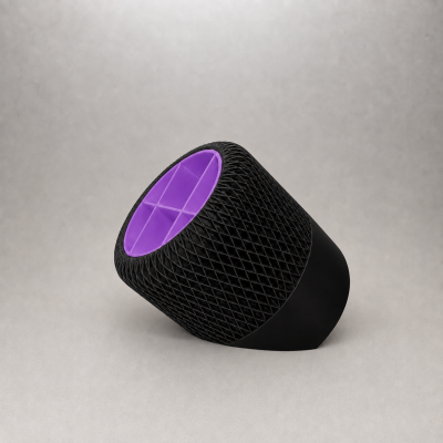 Organizador de secretária preto e roxo com divisórias internas