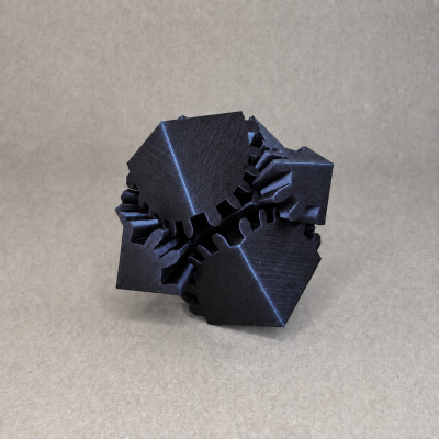 Fractal preto poligonal sobre superfície cinzenta