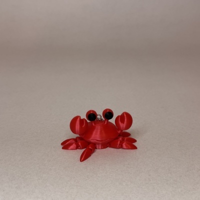 Miniatura de caranguejo vermelho 3D com olhos pretos
