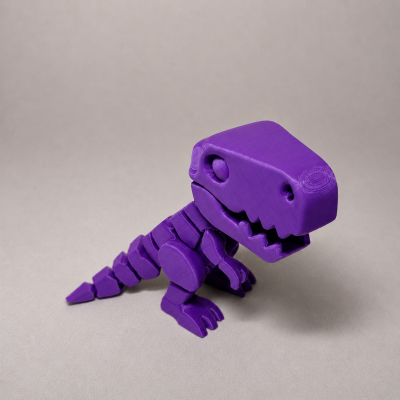 Figura de dinossauro T-Rex roxo em impressão 3D
