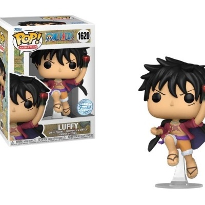Figura Pop! vinyl do personagem Luffy de One Piece com guarda-chuva preto
