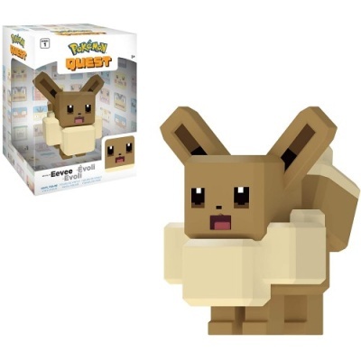 Figura de Eevee pixelizado Pokémon Quest com caixa