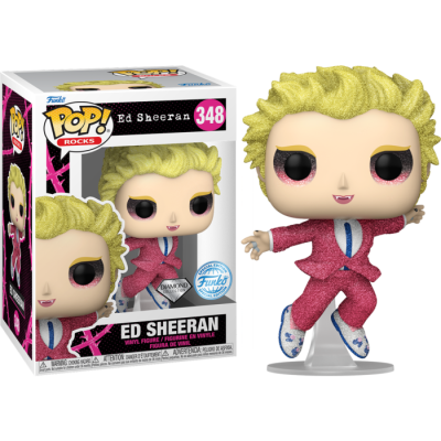 Figura Funko Pop! Ed Sheeran com fato rosa em caixa