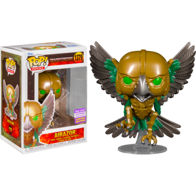 Boneco Funko Pop! Airazor dourado e verde com asas e caixa ao lado