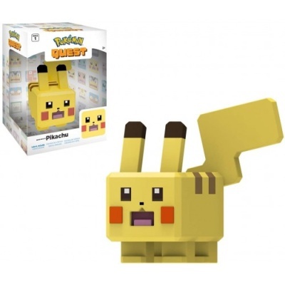 Figura Pikachu pixelada da Pokémon Quest com embalagem