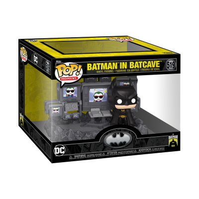 Funko Pop! Batman na Batcaverna figura de vinil em embalagem preta e amarela