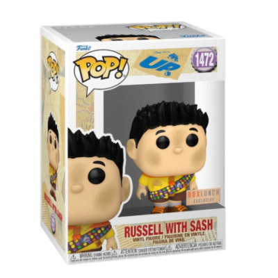 Figura Funko Pop! de Russell com faixa do filme UP na caixa