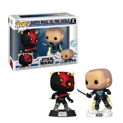 Figuras Funko Pop! Darth Maul e Pre Vizsla da Star Wars em embalagem