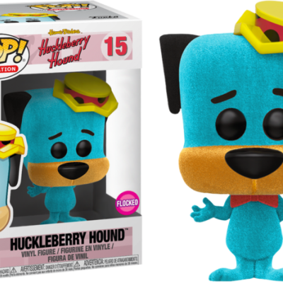 Funko Pop! Huckleberry Hound azul com chapéu amarelo, ao lado da caixa do produto número 15