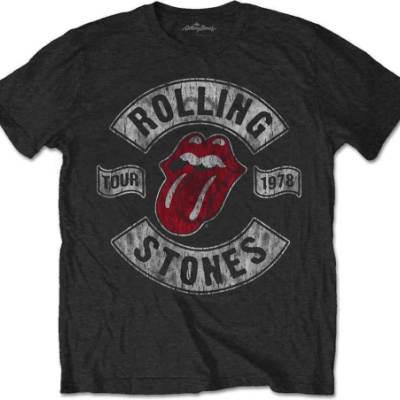 T-shirt preta com estampa Rolling Stones TOUR 1978
