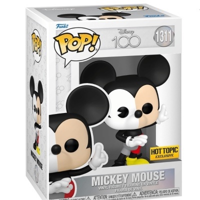 Boneco Funko Pop! Mickey Mouse em embalagem branca com texto Disney 100 e número 1311