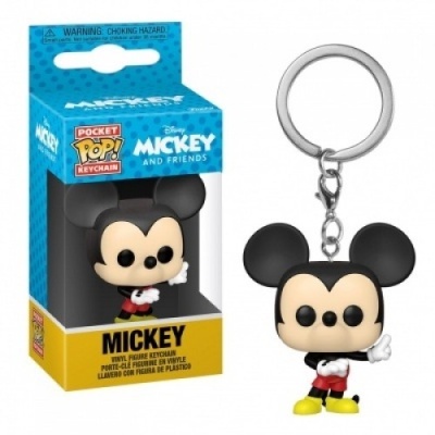 Chaveiro de vinil do Mickey Mouse com caixa azul e amarela
