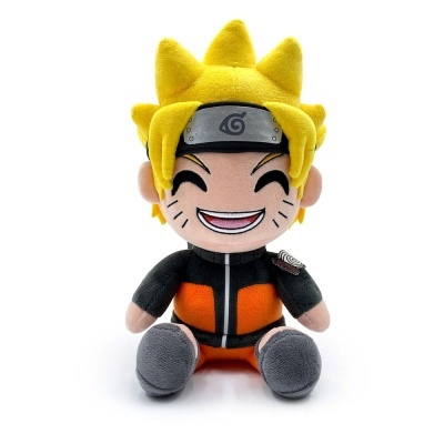 Pelúcia do personagem Naruto com roupa preta e laranja