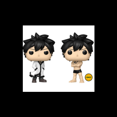Dupla de figuras Funko Pop masculinas, uma de casaco branco e outra de calções pretos, cabelo preto, selo amarelo FIRST TOY visível