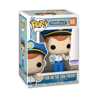 Funko Pop! SE Fun on the Run Freddy com boné azul e roupa azul e branca, em caixa
