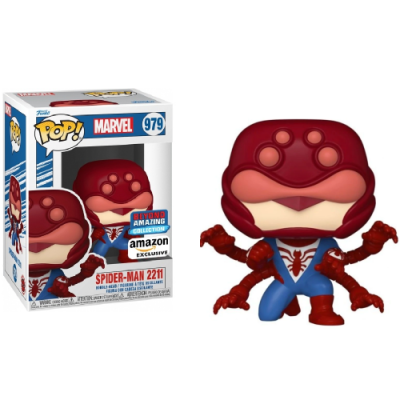 Funko Pop! Spider-Man 2211 com máscara vermelha e azul e embalagem Marvel Amazon Exclusive