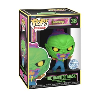Funko Pop! máscara assombrada verde nas cores verde, amarelo e azul