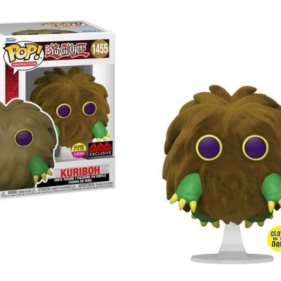 Boneco Funko Pop! Kuriboh de Yu-Gi-Oh!, castanho e verde, caixa branca e vermelha
