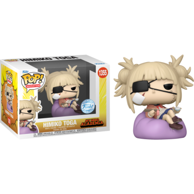 Figura de vinil Funko Pop! de Himiko Toga com venda preta num olho, cabelo loiro e almofada lilás