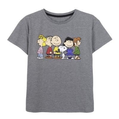 T-shirt cinzenta com personagens Peanuts estampados