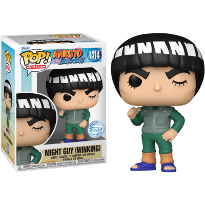 Boneco Funko Pop Might Guy (Winking) de Naruto Shippuden com roupa verde e faixa preta na cabeça