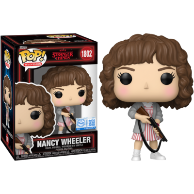Figura Funko Pop! Nancy Wheeler com vestido de riscas e casaco cinzento