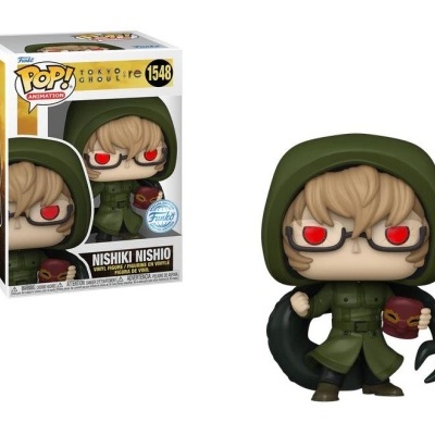 Funko Pop Nishiki Nishio Tokyo Ghoul com capuz verde e olhos vermelhos