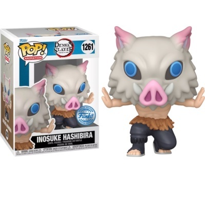 Figura Funko Pop Inosuke Hashibira com máscara de javali e calças pretas