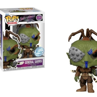Figura Funko Pop! General Sarris com pele verde e múltiplos olhos ao lado da caixa