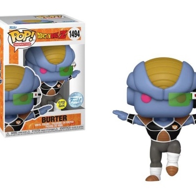 Figura Funko Pop Burter Dragon Ball Z azul com uniforme preto e óculos verde