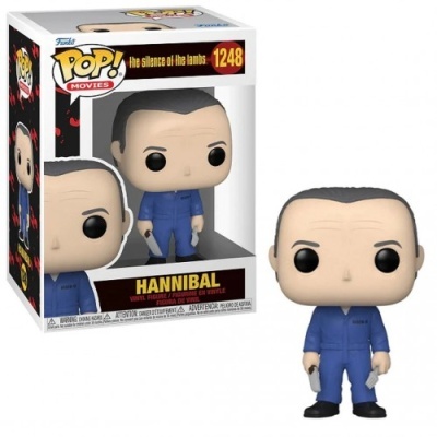Figura Funko Pop Hannibal The Silence of the Lambs com uniforme azul e faca na mão
