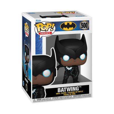 Boneco BATWING Pop! Heroes na embalagem