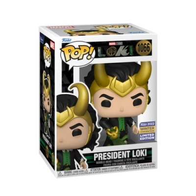 Figura Funko Pop President Loki da Marvel na embalagem
