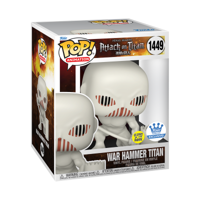 Figurina POP! Animation War Hammer Titan da série Attack on Titan, em caixa.