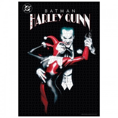 Puzzle com imagem de Batman e Harley Quinn em trajes icónicos