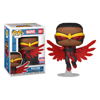 Funko Pop! Falcon Marvel com asas vermelhas e óculos amarelos