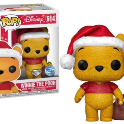 Figura Funko Pop Disney Winnie the Pooh com chapéu de Pai Natal e saco de presentes