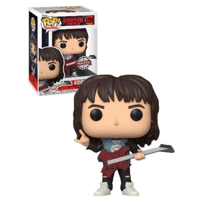 Funko Pop Eddie de Stranger Things com guitarra na caixa