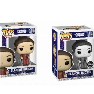 Duas figuras Funko Pop! Blanche Hudson, uma colorida e outra preto e branco, em caixas.