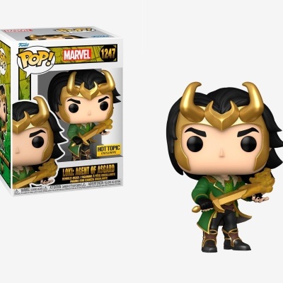 Figurina Funko Pop Loki da Marvel com chifres dourados e roupa verde