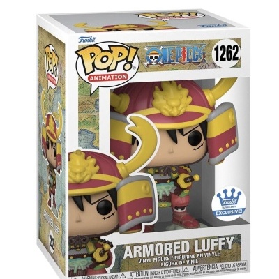 Figura Funko Pop Armored Luffy em armadura colorida na caixa com janela