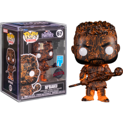 Funko Pop! Art Series M'Baku da Black Panther com caixa transparente e padrão artístico em laranja e preto