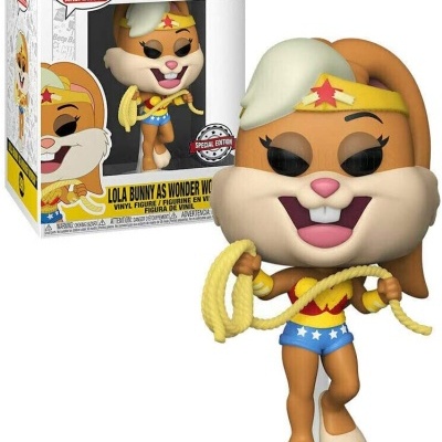 Figura Funko Pop de Lola Bunny como Mulher Maravilha com laço amarelo