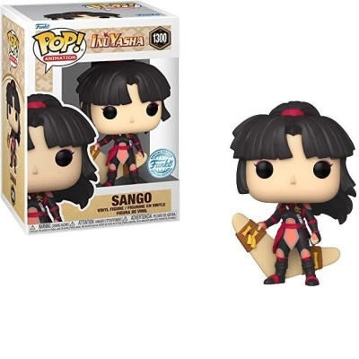 Figura Funko Pop! Sango da série InuYasha com cabelo preto e roupa vermelha e preta
