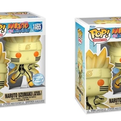 Duas caixas com figuras Funko Pop Naruto Uzumaki amarelo e preto