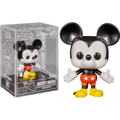 Figura Funko Pop do Mickey Mouse em vinil com caixa transparente.