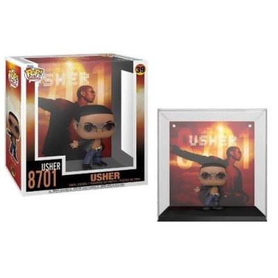 Funko Pop Usher de vinil número 8701 em caixa original e caixa de proteção acrílica